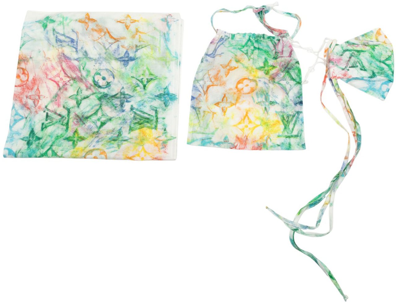 Louis Vuitton Virgil Abloh Monogram Watercolor Bandana and Mask Set Wit