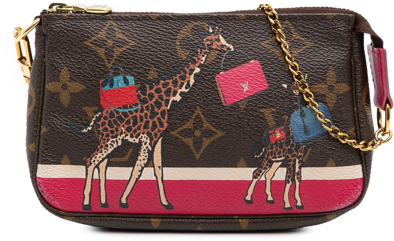 Louis Vuitton Monogram Giraffe Christmas Mini Pochette Accessoires Bruin