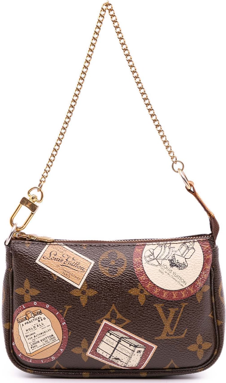 Louis Vuitton Monogram Trunks and Bags Patch Mini Pochette Accessoires Bruin