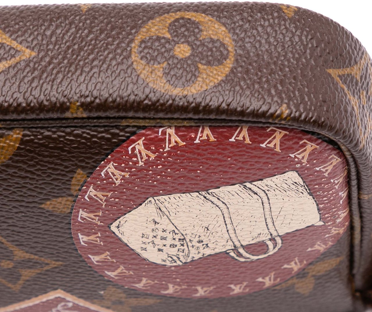 Louis Vuitton Monogram Trunks and Bags Patch Mini Pochette Accessoires Bruin