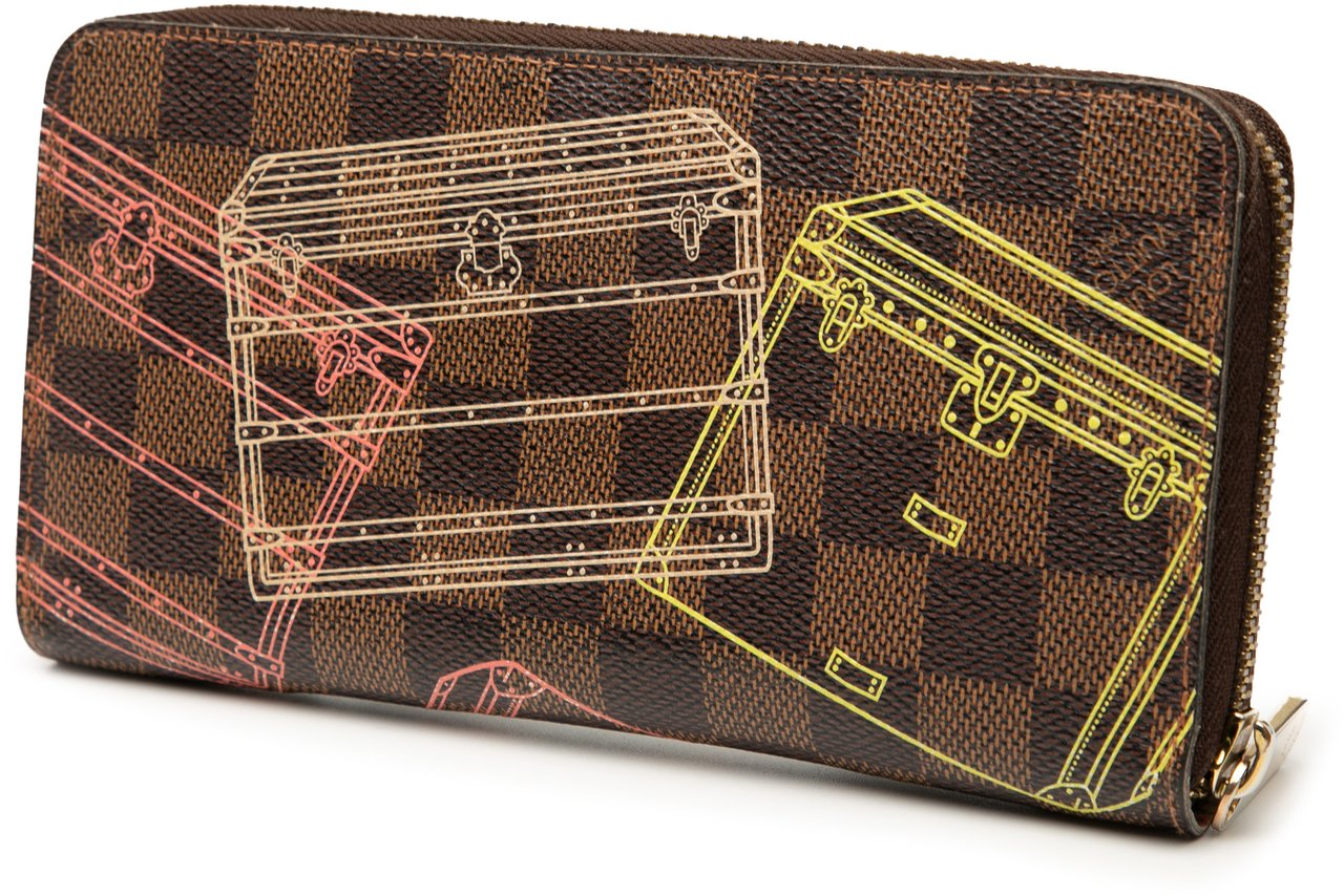 Louis Vuitton Damier Ebene Inventuer Trunks and Locks Zippy Wallet Bruin