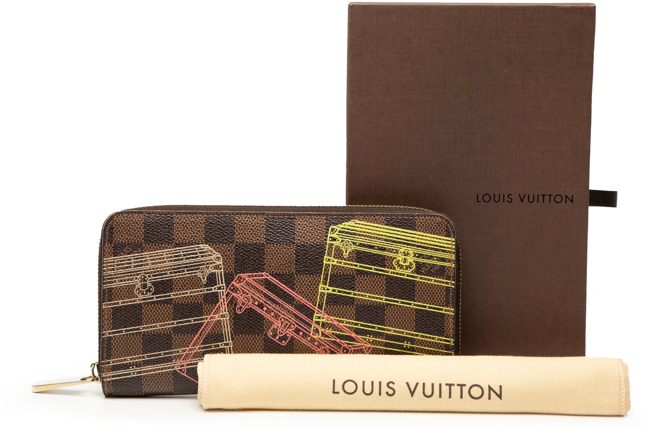Louis Vuitton Damier Ebene Inventuer Trunks and Locks Zippy Wallet Bruin