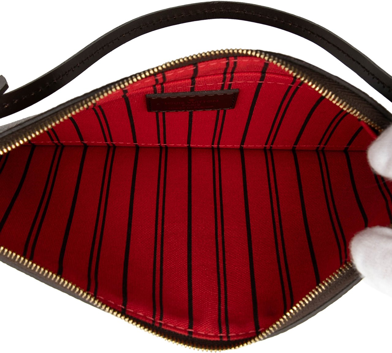 Louis Vuitton Damier Ebene Neverfull Pouch MM Bruin