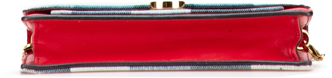 Louis Vuitton Monogram Denim Patchwork Fiore Chain Wallet Blauw