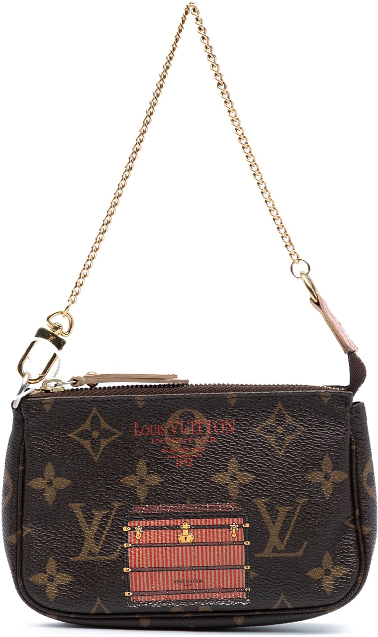 Louis Vuitton Monogram Trunks and Locks Mini Pochette Accessoires Bruin