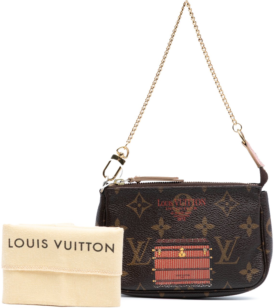 Louis Vuitton Monogram Trunks and Locks Mini Pochette Accessoires Bruin