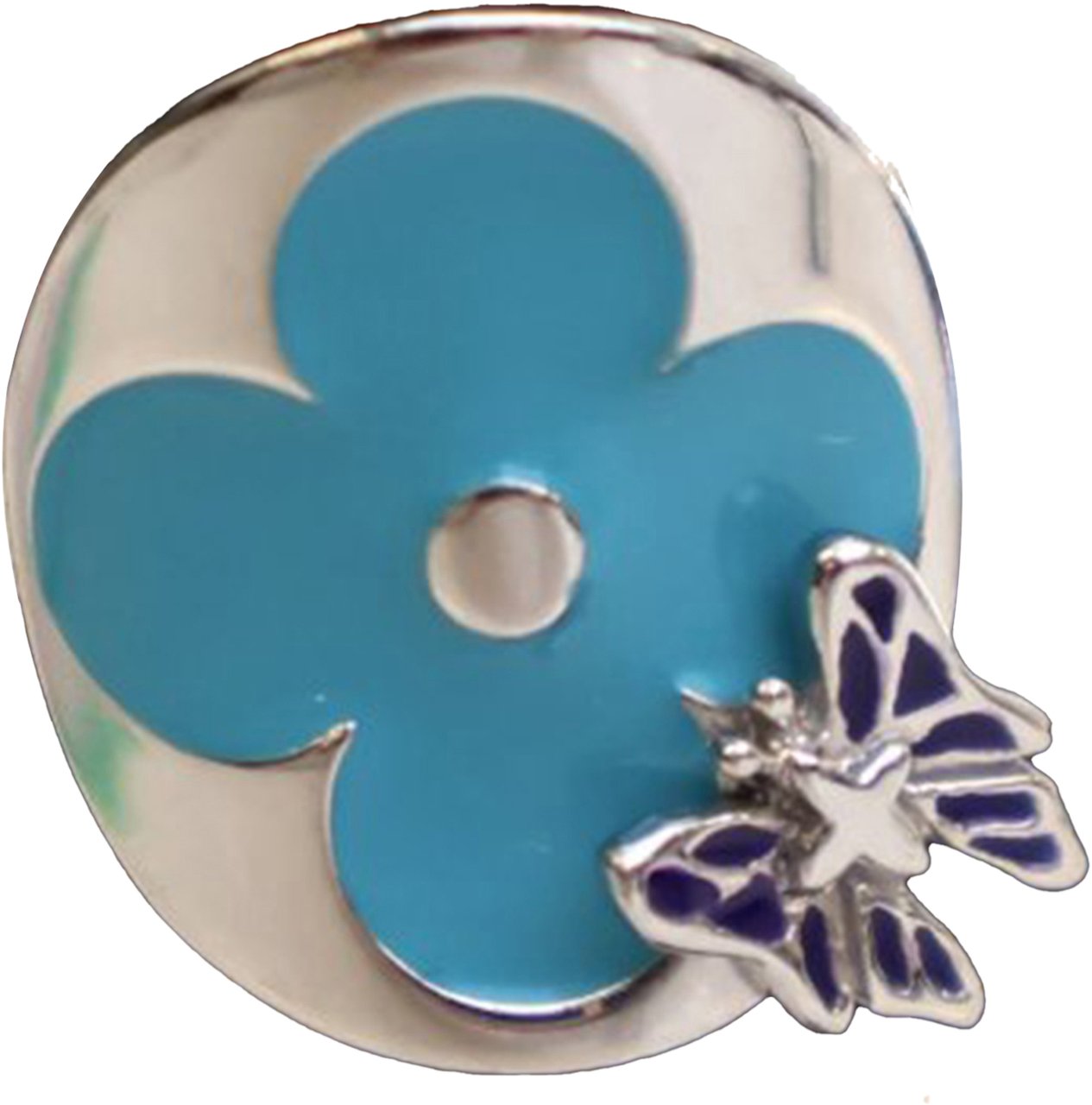 Louis Vuitton Silver Plated Enamel Fairytale Ring Zilver