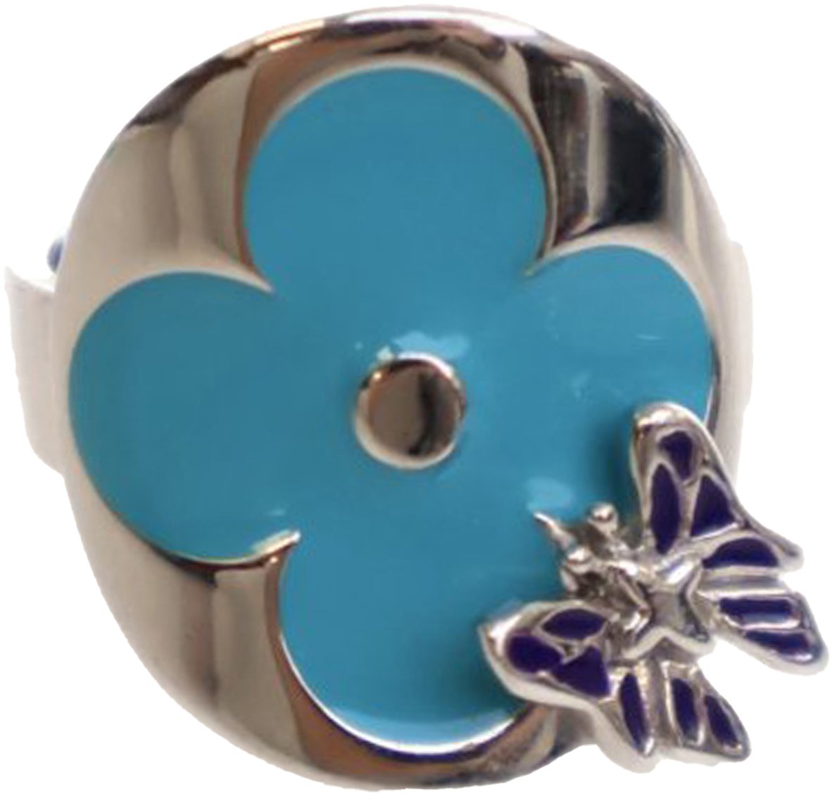 Louis Vuitton Silver Plated Enamel Fairytale Ring Zilver