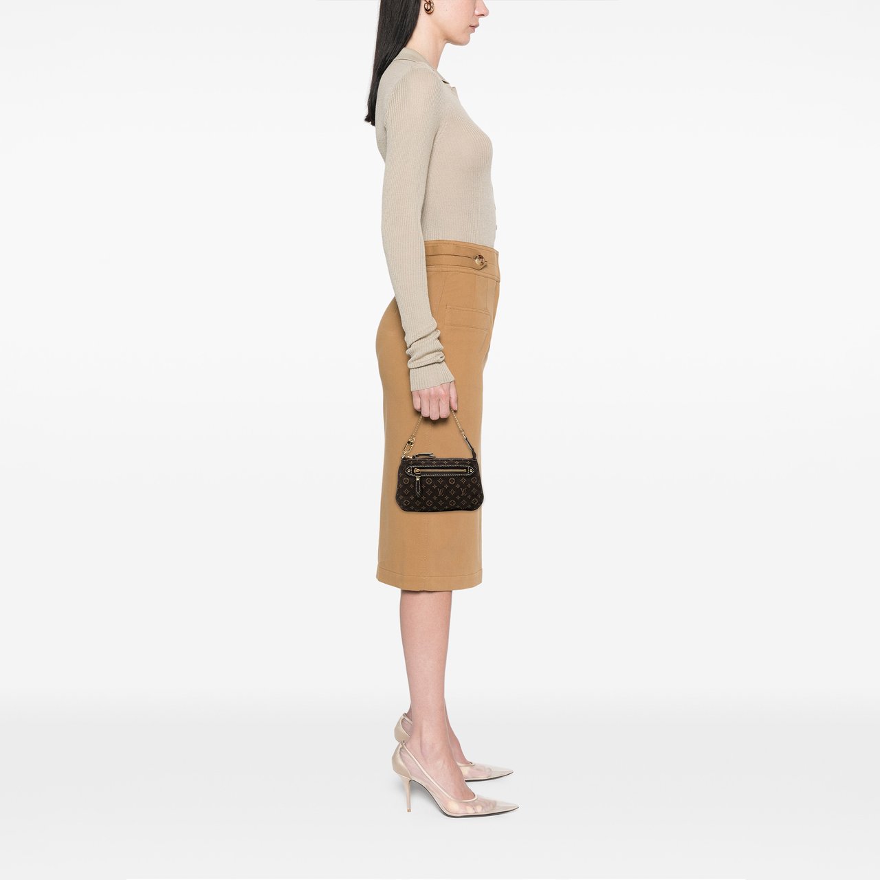 Louis Vuitton Monogram Mini Lin Mini Pochette Accessoires Bruin