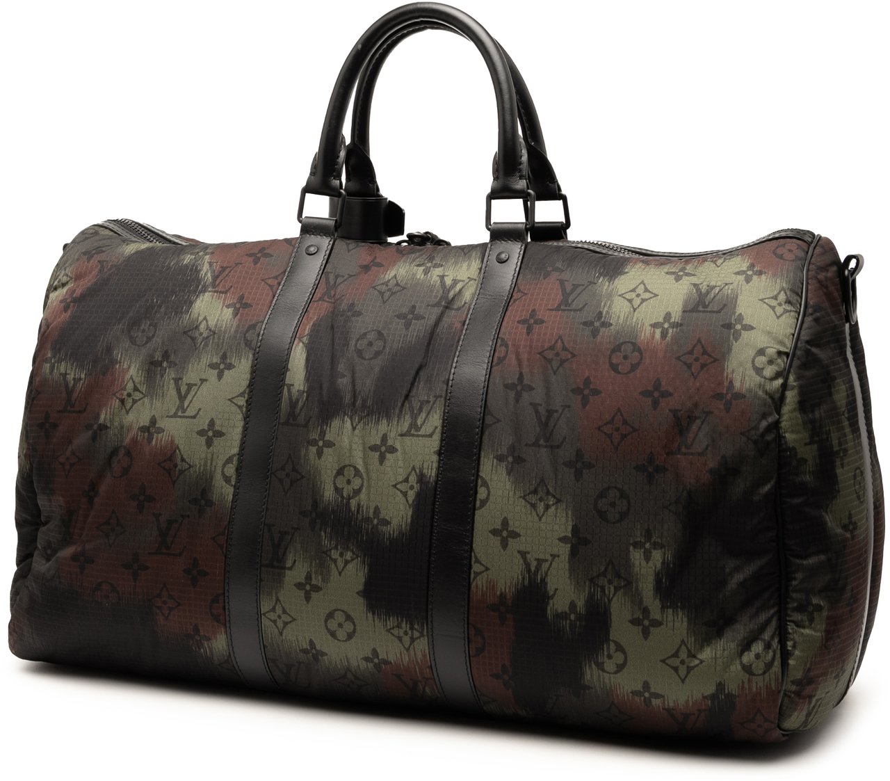 Louis Vuitton Monogram Camouflage Nylon Keepall Bandouliere 50 Groen