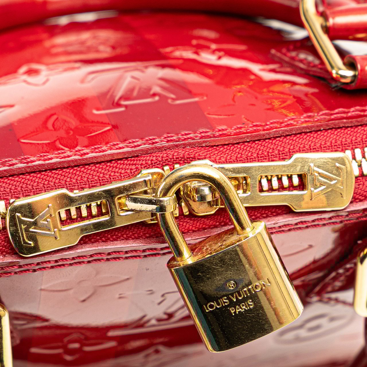 Louis Vuitton Monogram Vernis Rayures Alma BB Rood