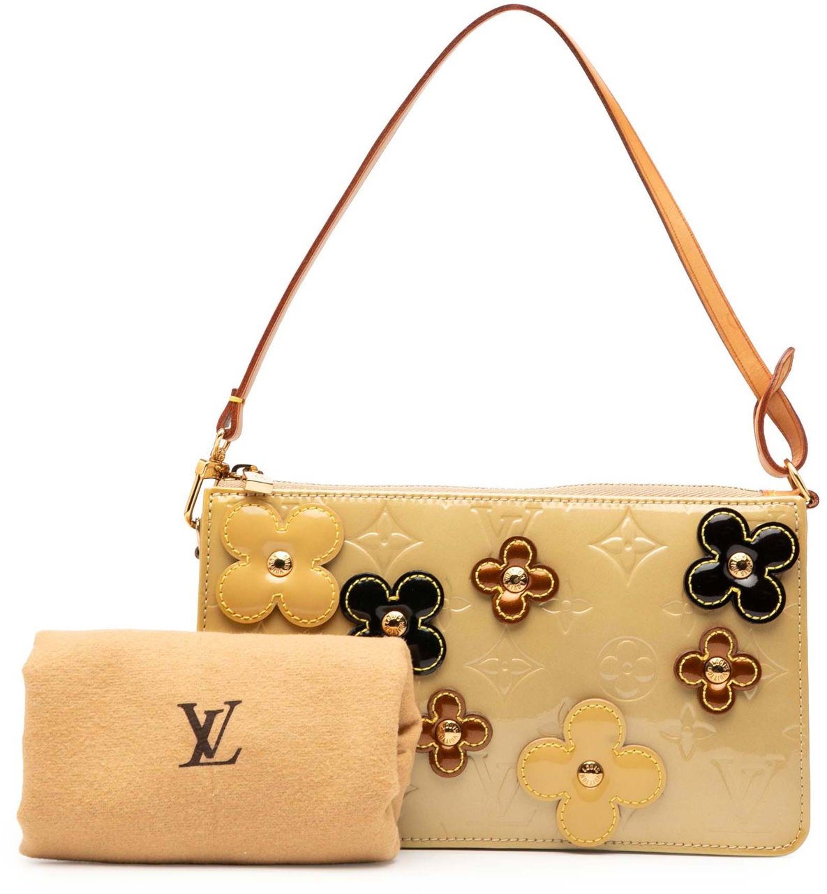 Louis Vuitton Monogram Vernis Fleurs Lexington Pochette Bruin