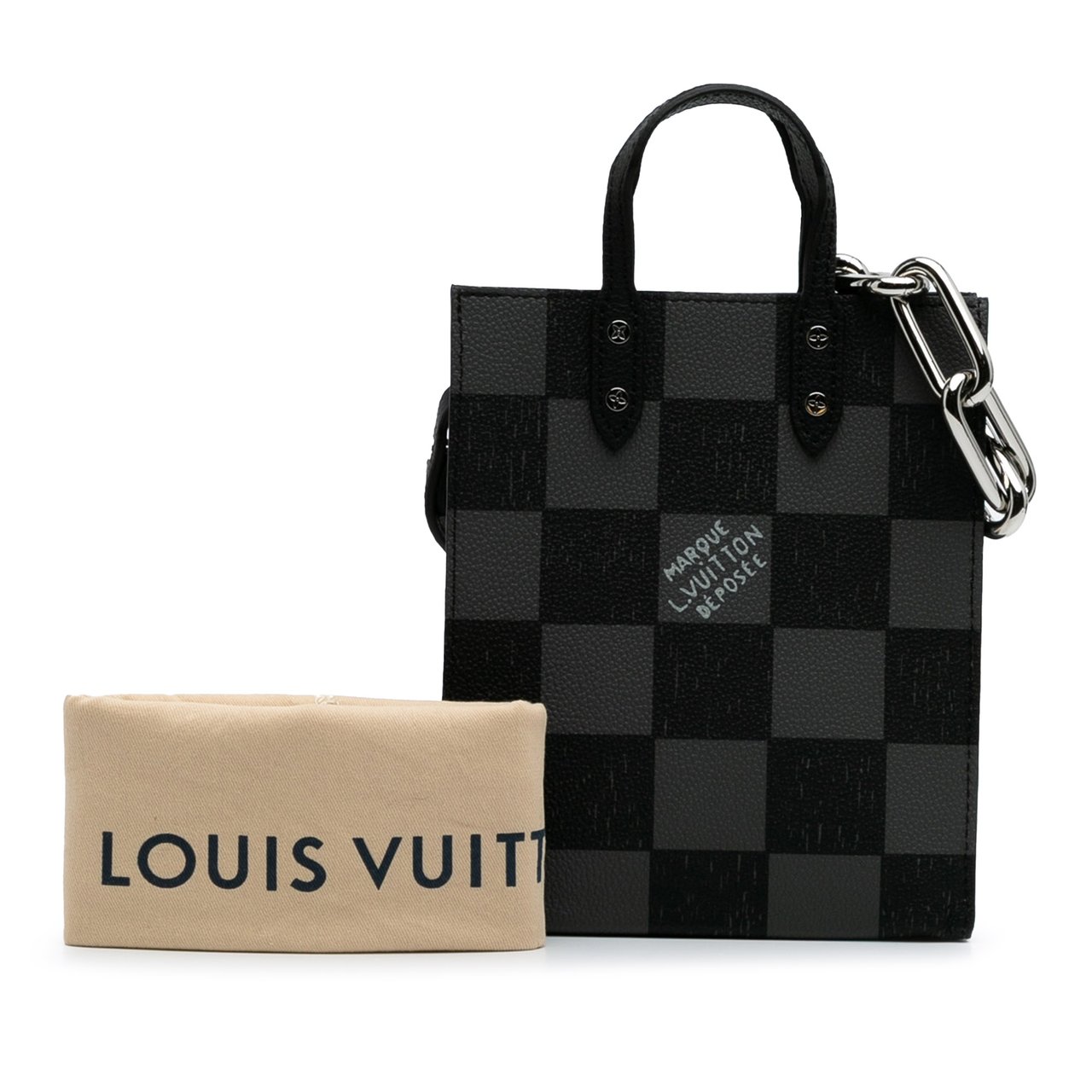 Louis Vuitton Damier Checkerboard Sac Plat XS Zwart