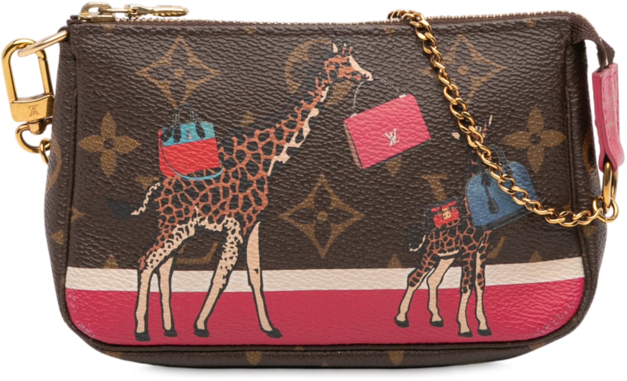 Louis Vuitton Monogram Giraffe Christmas Mini Pochette Accessoires Bruin