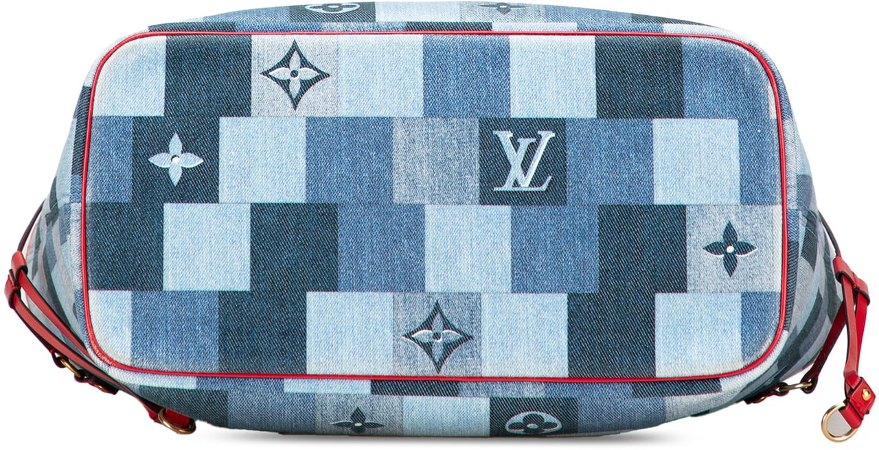 Louis Vuitton Monogram Denim Patchwork Neverfull MM Blauw