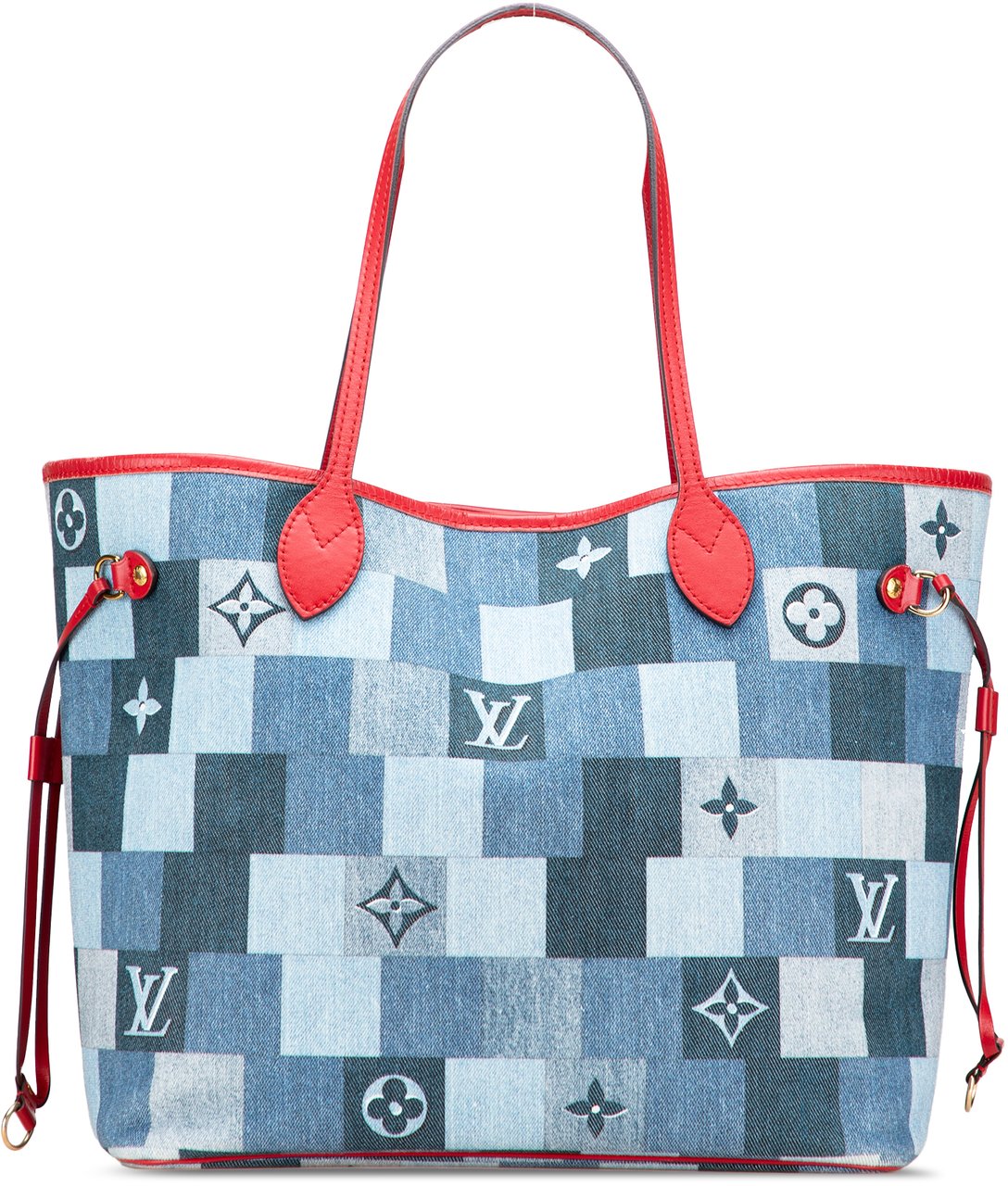 Louis Vuitton Monogram Denim Patchwork Neverfull MM Blauw