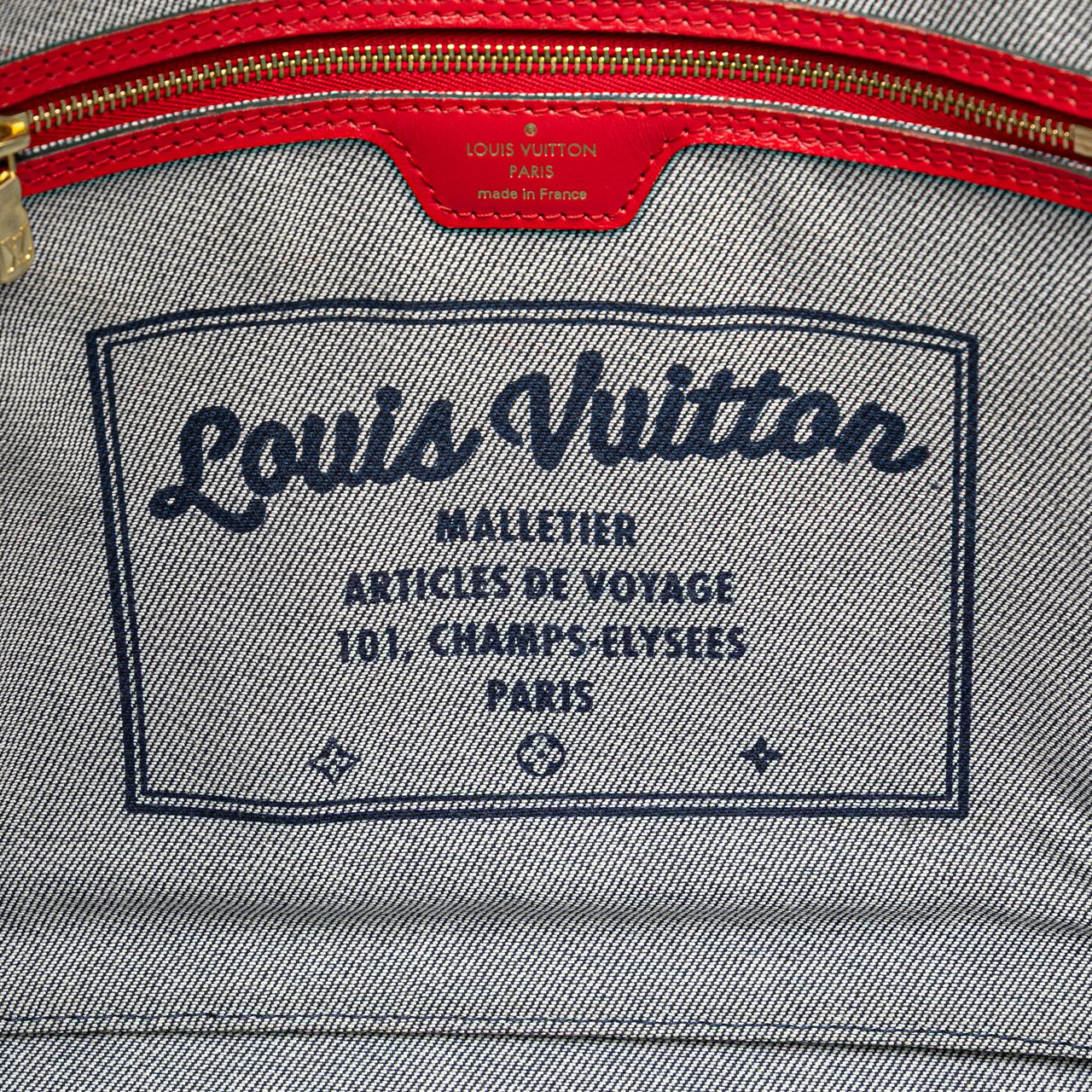 Louis Vuitton Monogram Denim Patchwork Neverfull MM Blauw