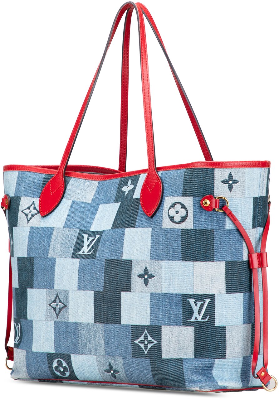 Louis Vuitton Monogram Denim Patchwork Neverfull MM Blauw