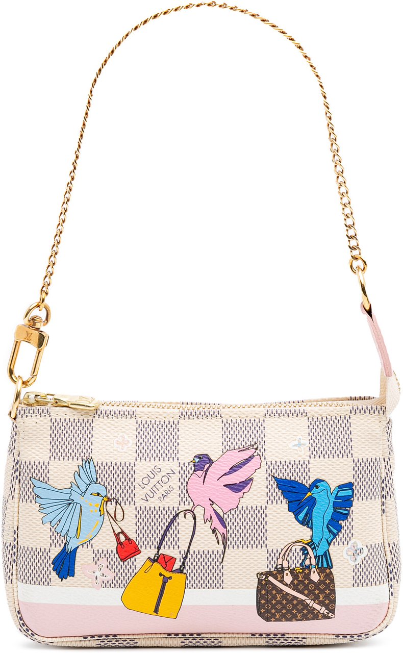 Louis Vuitton Damier Azur Christmas Birds Mini Pochette Accessoires Wit