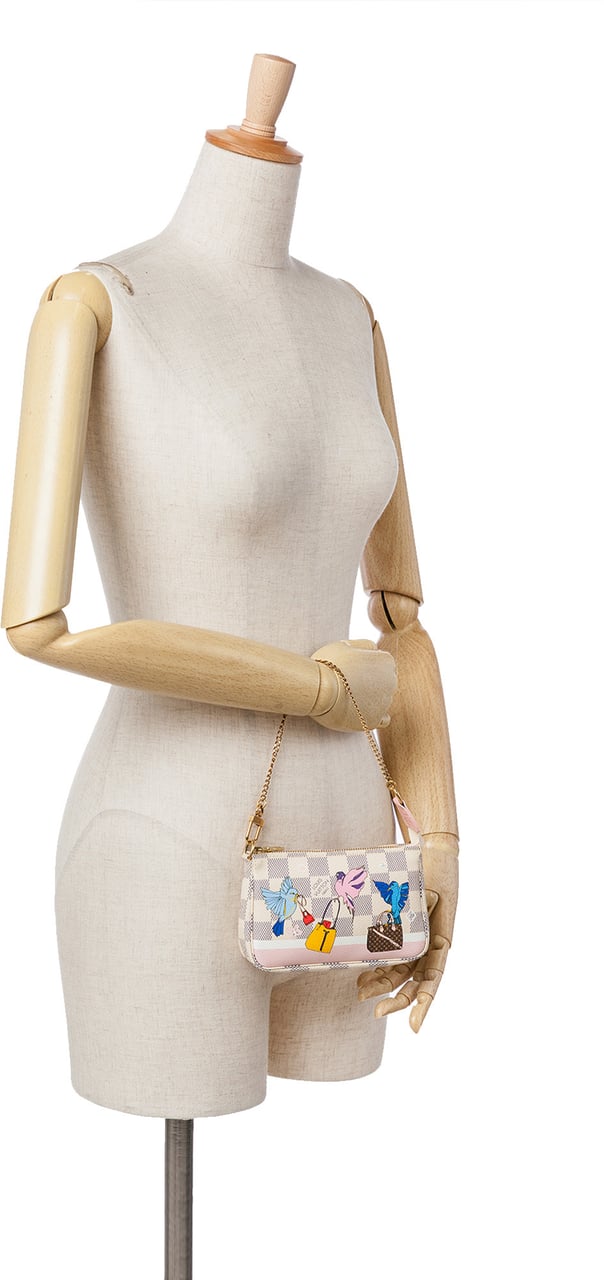 Louis Vuitton Damier Azur Christmas Birds Mini Pochette Accessoires Wit