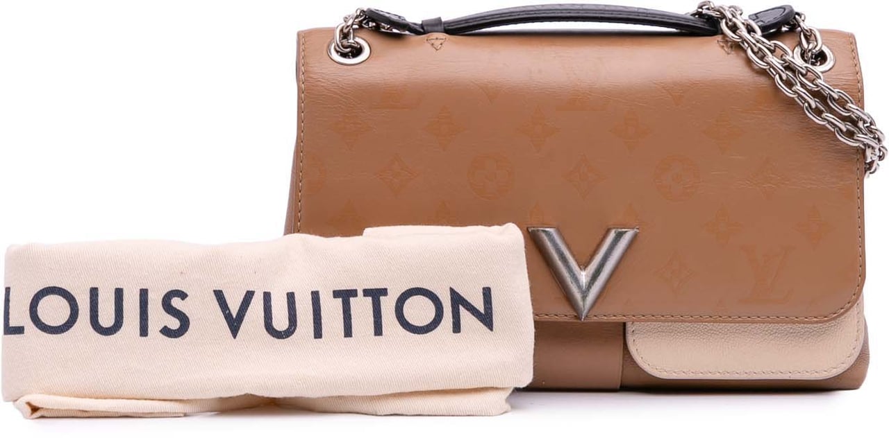 Louis Vuitton Monogram Cuir Plume Ecume Very Chain Satchel Bruin