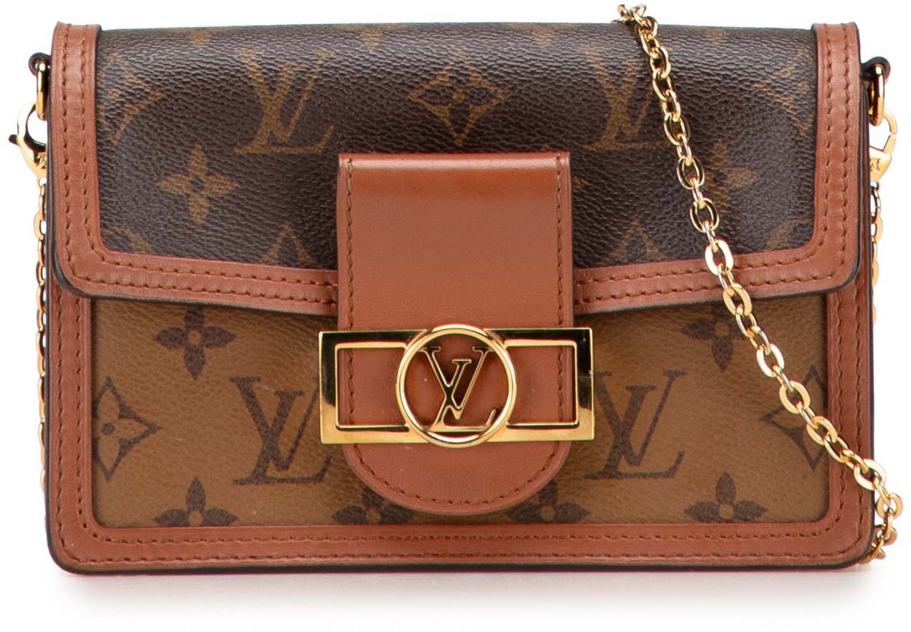 Louis Vuitton Monogram Reverse Dauphine Wallet on Chain Bruin