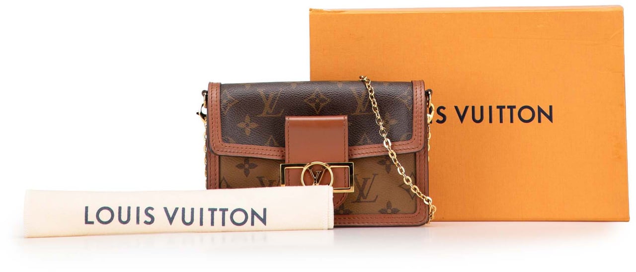 Louis Vuitton Monogram Reverse Dauphine Wallet on Chain Bruin