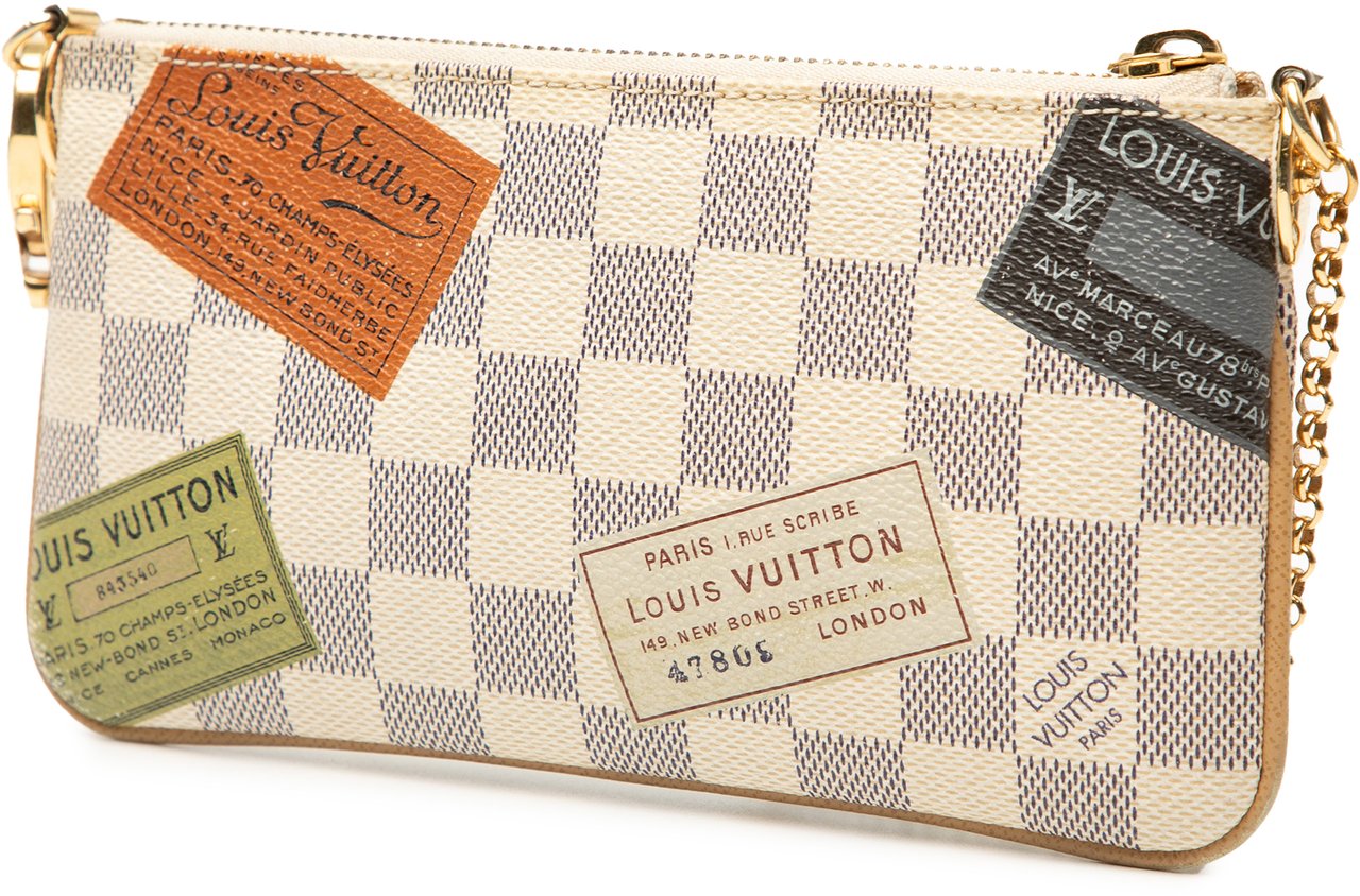 Louis Vuitton Damier Azur Pochette Milla Trunks Labels MM Wit