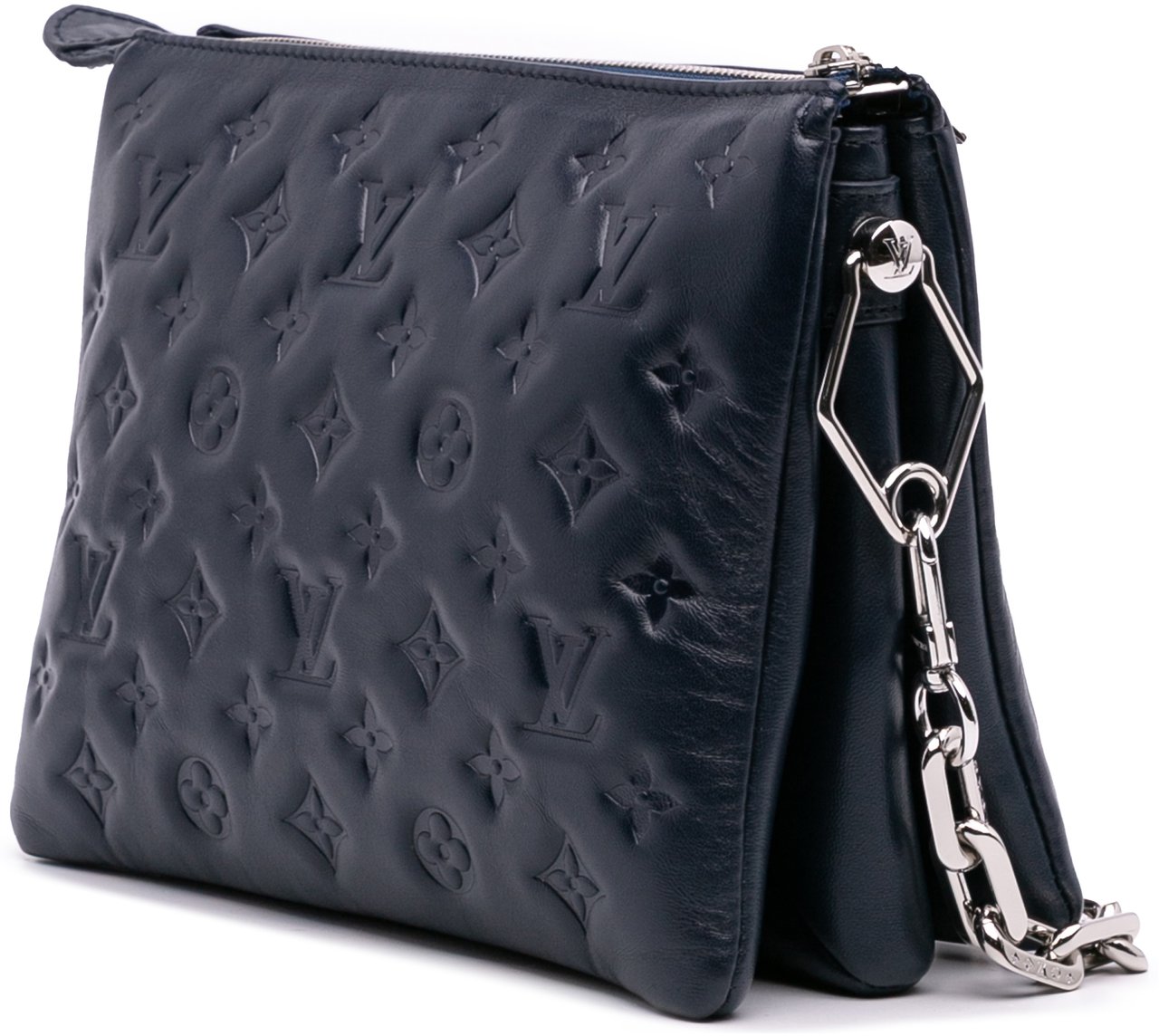 Louis Vuitton Monogram Embossed Puffy Lambskin Coussin PM Blauw