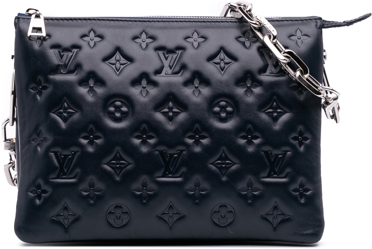 Louis Vuitton Monogram Embossed Puffy Lambskin Coussin PM Blauw