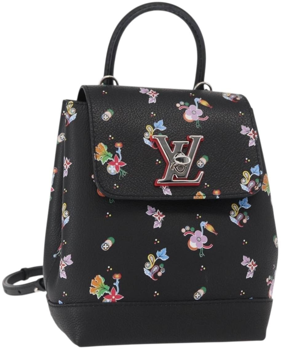 Louis Vuitton Louis Vuitton Lockme Backpack Floral Printed Leather Mini Zwart