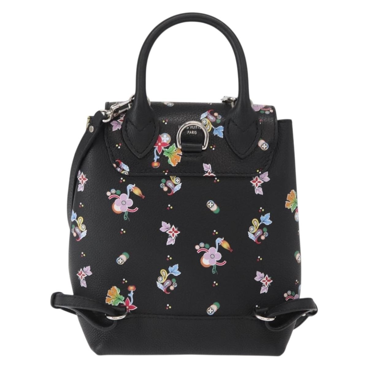 Louis Vuitton Louis Vuitton Lockme Backpack Floral Printed Leather Mini Zwart