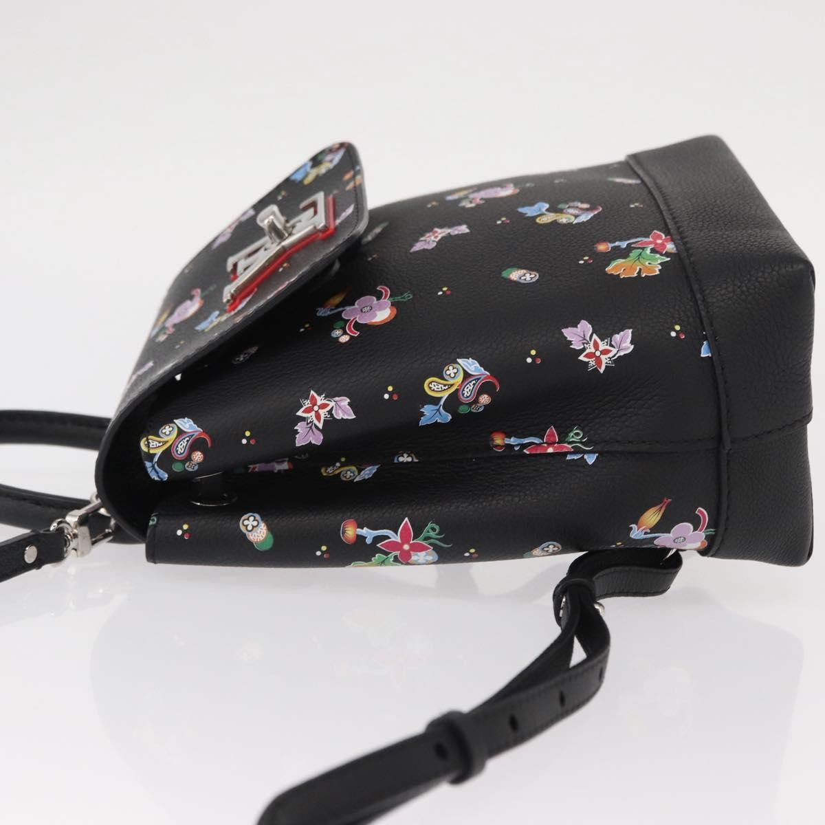 Louis Vuitton Louis Vuitton Lockme Backpack Floral Printed Leather Mini Zwart