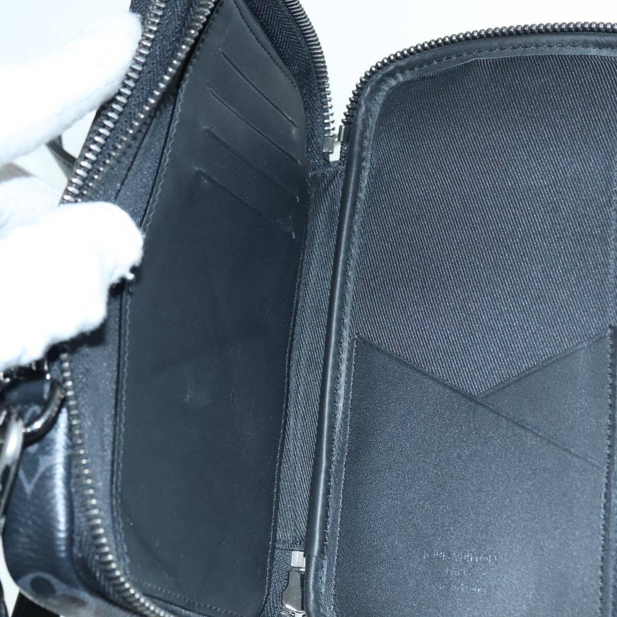 Louis Vuitton Louis Vuitton Double Phone Pouch Reverse Monogram Eclipse Canvas Grijs