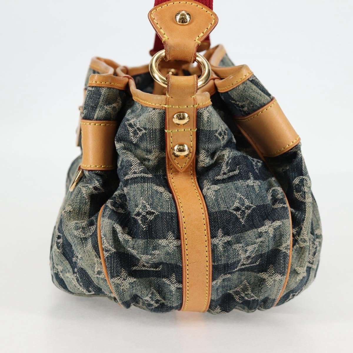 Louis Vuitton Louis Vuitton Porte Epaule Raye Handbag Striped Monogram Denim MM Blauw