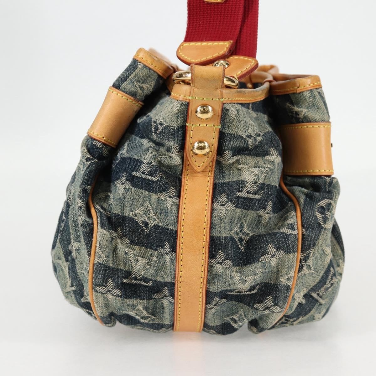 Louis Vuitton Louis Vuitton Porte Epaule Raye Handbag Striped Monogram Denim MM Blauw