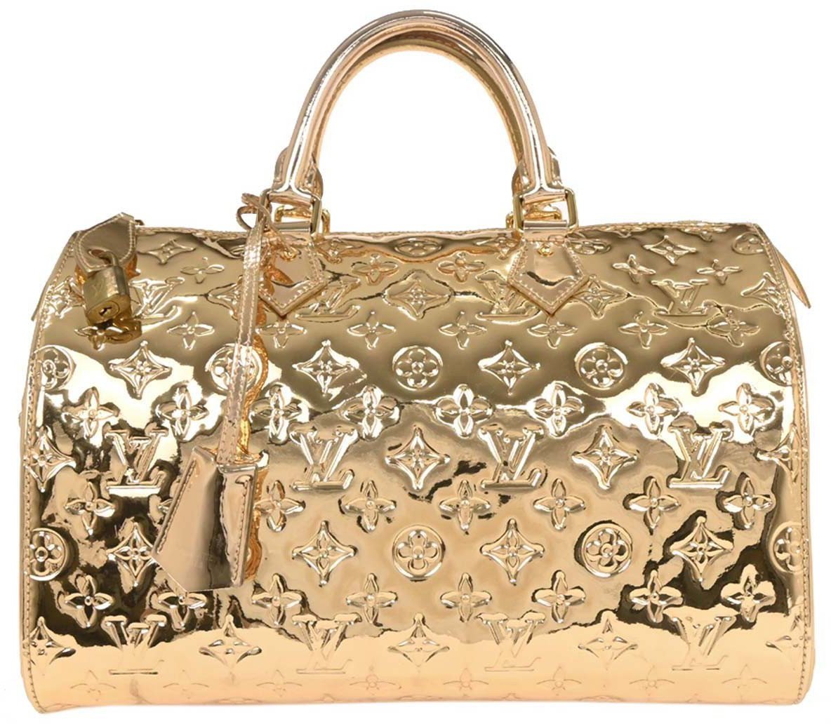 Louis Vuitton Louis Vuitton Speedy Handbag Monogram Miroir PVC 30 Goud
