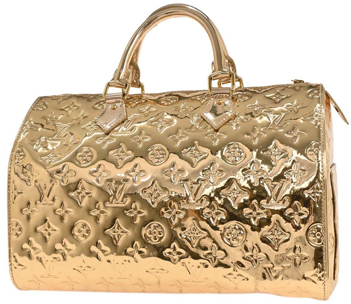 Louis Vuitton Louis Vuitton Speedy Handbag Monogram Miroir PVC 30 Goud