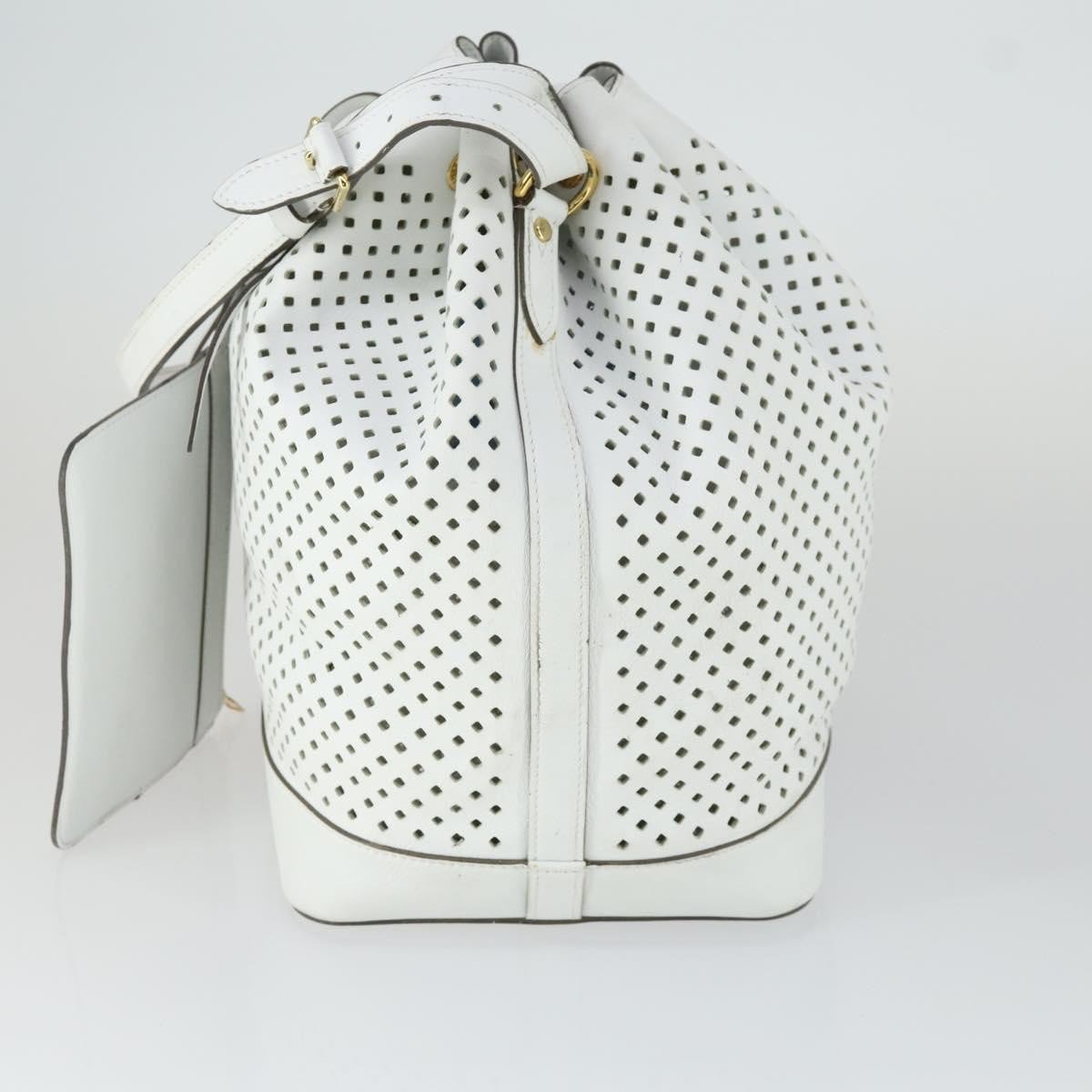 Louis Vuitton Louis Vuitton Flore Noe Handbag Perforated Leather Wit