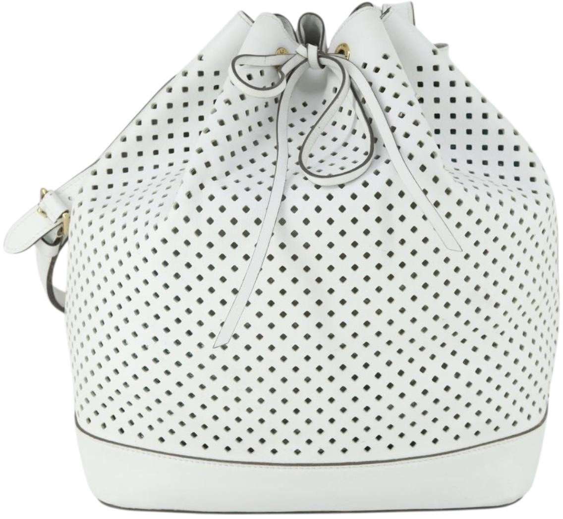 Louis Vuitton Louis Vuitton Flore Noe Handbag Perforated Leather Wit