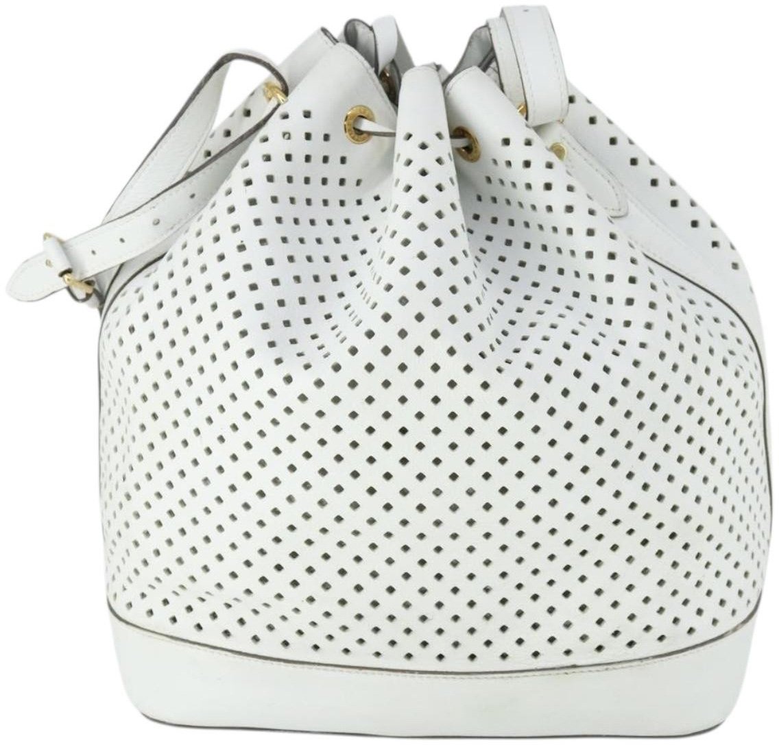 Louis Vuitton Louis Vuitton Flore Noe Handbag Perforated Leather Wit