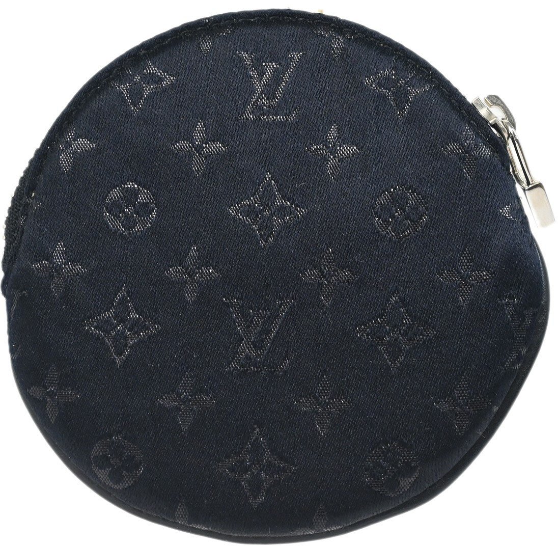 Louis Vuitton Round Coin Purse Limited Edition Monogram Silk Zwart
