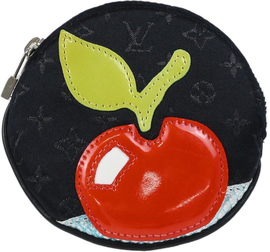 Louis Vuitton Round Coin Purse Limited Edition Monogram Silk Zwart