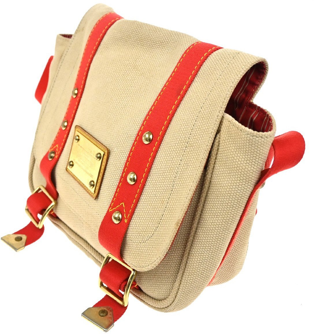 Louis Vuitton Antigua Besace Messenger Bag Canvas Beige