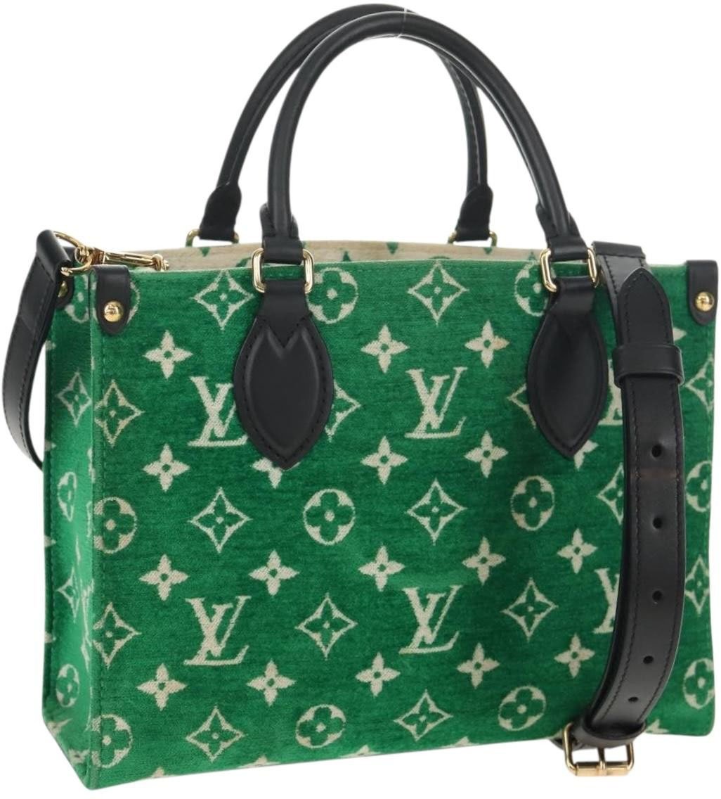 Louis Vuitton Louis Vuitton OnTheGo Tote LV Match Monogram Jacquard Velvet PM Groen