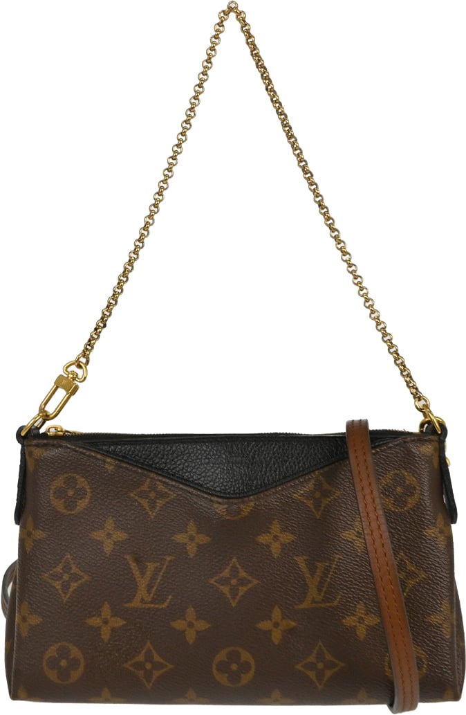 Louis Vuitton Pallas Clutch Monogram Canvas with Leather Bruin