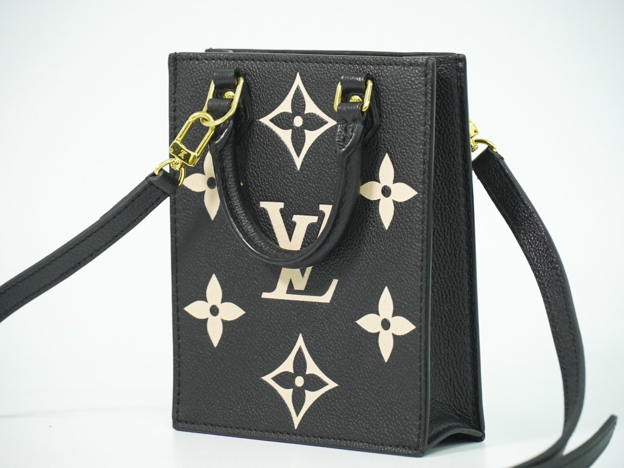 Louis Vuitton Louis Vuitton Petit Sac Plat Bag Bicolor Monogram Empreinte Giant Zwart