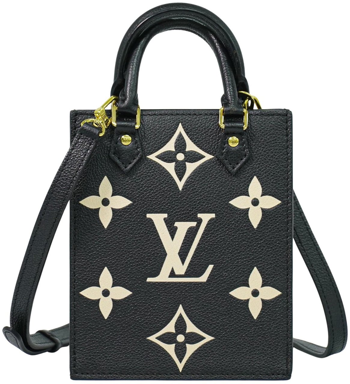 Louis Vuitton Louis Vuitton Petit Sac Plat Bag Bicolor Monogram Empreinte Giant Zwart