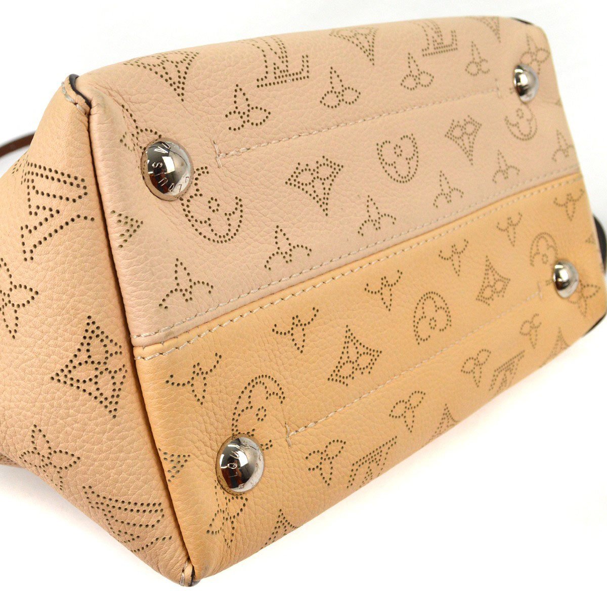 Louis Vuitton Louis Vuitton Hina Handbag Mahina Leather PM Beige