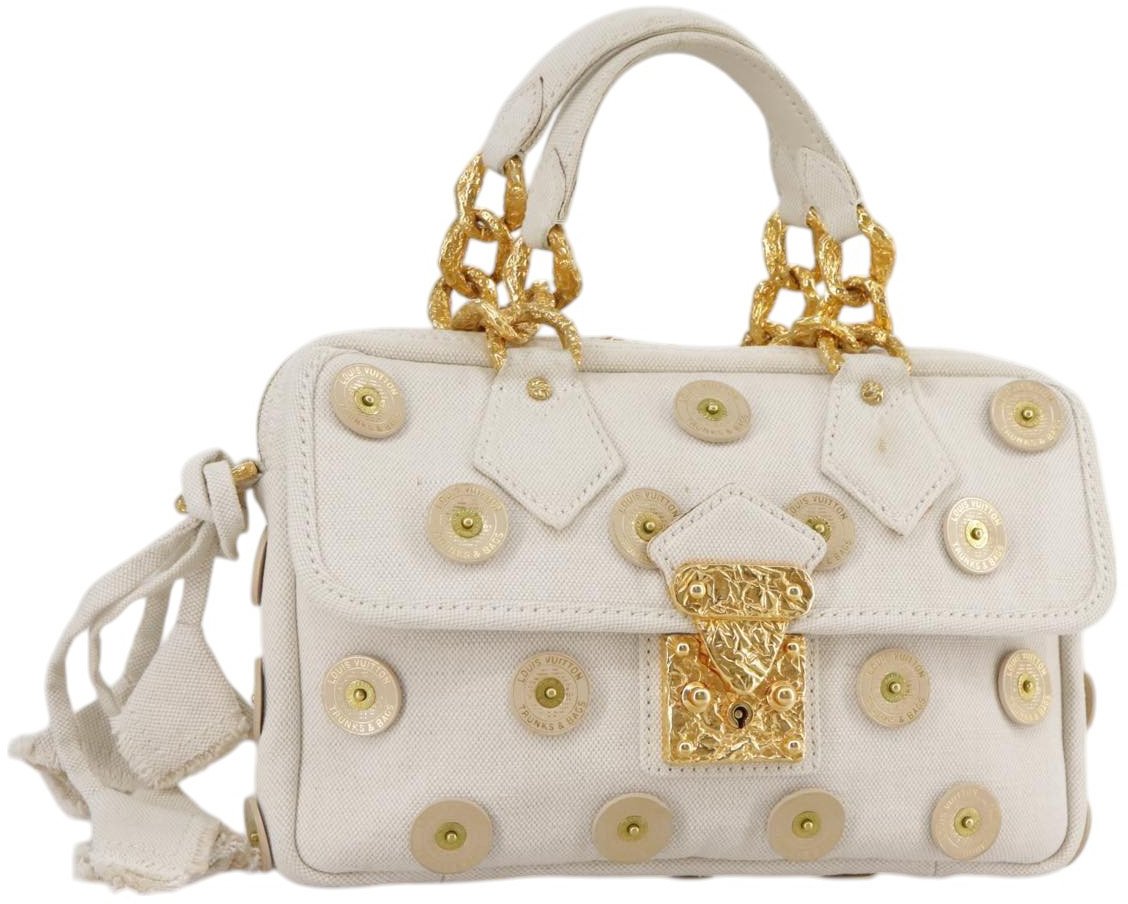Louis Vuitton Louis Vuitton Polka Dot Panama Bowly Handbag Embellished Canvas Wit